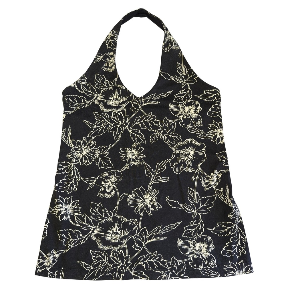 VTG Y2K The Limited Stretch Halter Top Vintage 2000s Floral Black White M
